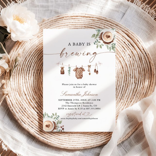 A Baby Is Brewing Coffee Baby Shower Inbjudningar (Skapare uppladdad)