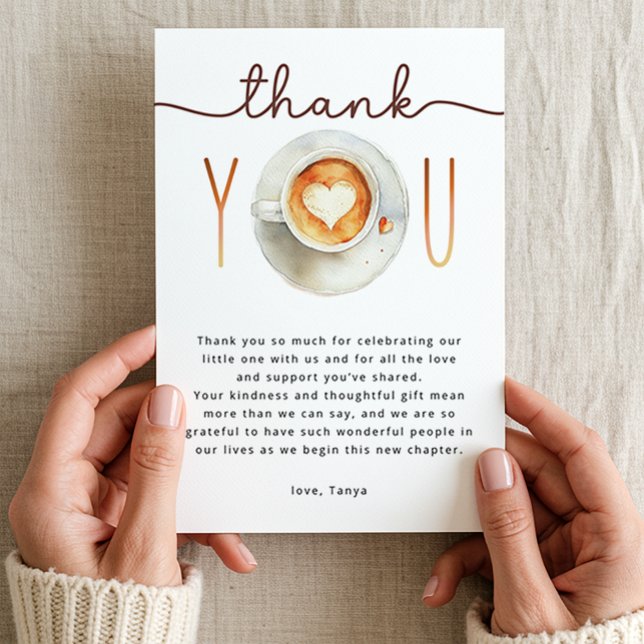 A Baby Is Brewing Coffee Baby Shower  Tack Kort (Thank you card)