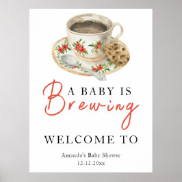 A baby is brewing coffee cup baby shower poster