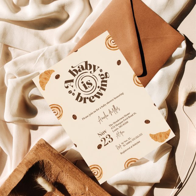 A Baby is Brewing | Coffee & Pastry Baby Shower Inbjudningar (Skapare uppladdad)