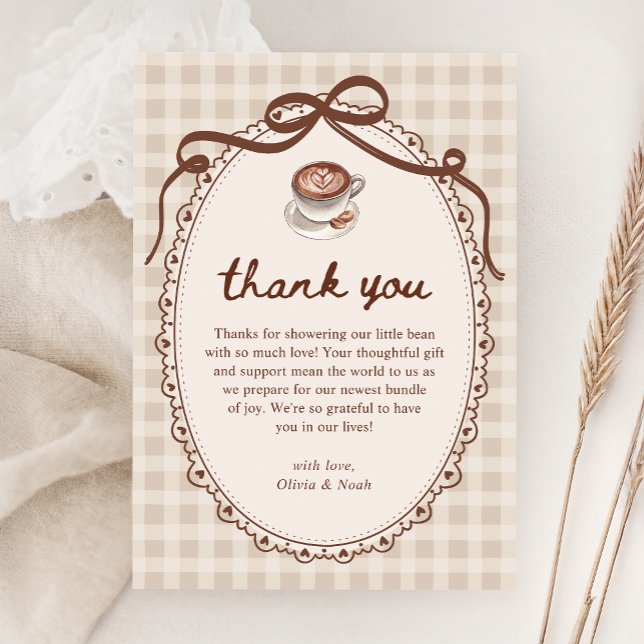A Baby is Brewing Gingham Coffee Baby Shower  Tack Kort (Skapare uppladdad)