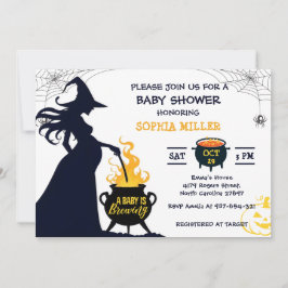 A Baby Is Brewing Halloween Witch Baby Shower Inbjudningar