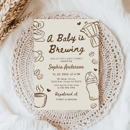 A Baby is Brewing Hand Drawn Coffee Baby Shower Inbjudningar
