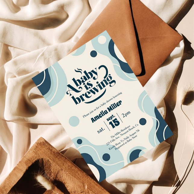 A Baby is Brewing Retro Blue Coffee Baby Shower Inbjudningar (Skapare uppladdad)
