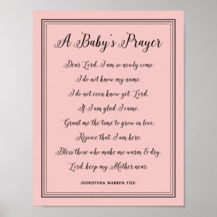 A Baby Prayer Dikt - Art Print Nursery Färg Poster