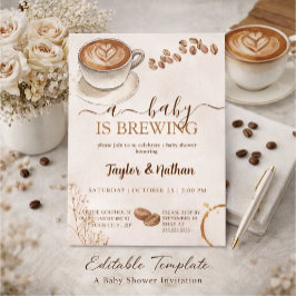 a baby prepares a baby shower invitation inbjudningar