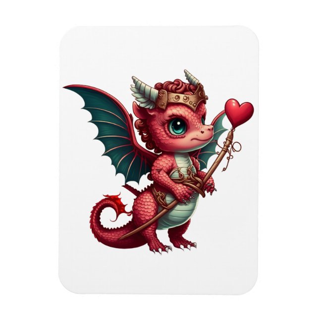 A Baby Red Dragon Valentine Magnet (Vertikal)