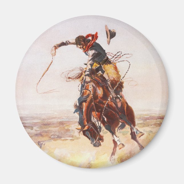 A Bad Hoss av Charles Marion Russell 1904 Magnet (Framsidan)