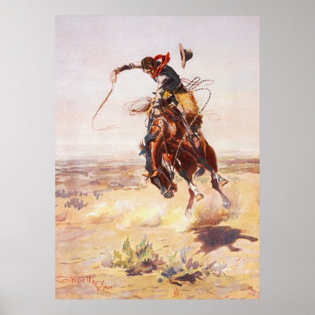 A Bad Hoss av Charles Marion Russell 1904 Poster (Framsidan)