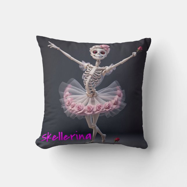 A Ballet Dancing Skeleton - Skellerina Kudde (Framsida)