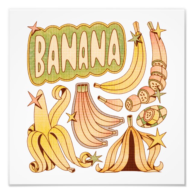 A Banana/Illustration of Banana Fototryck (Framsidan)