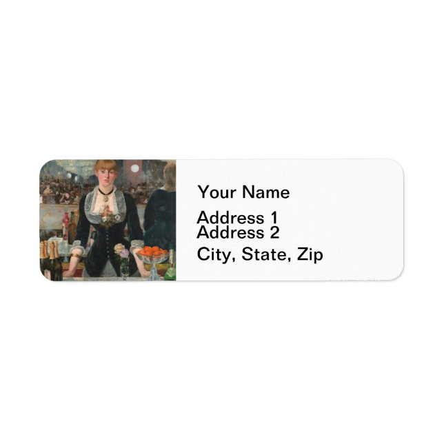 A Bar at the Folies-Bergère Edouard Manet Returadress Etikett (Framsidan)