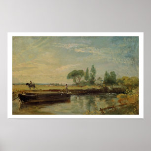 A Barge under Flatford Lock, c.1810 (olja på canva Poster