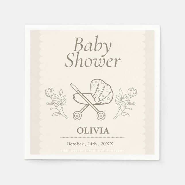 A BARNVAGN ÄVENTYR | Kön Neutral Baby Pappersservett (Framsidan)