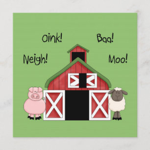 A Barnyard Birthday - Farm-temed-inbjudan Inbjudningar
