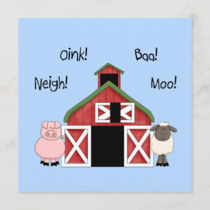 A Barnyard Birthday - Farm-temed-inbjudan Inbjudningar