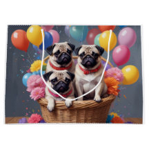 A Basket Fullt av Pugs och ballonger