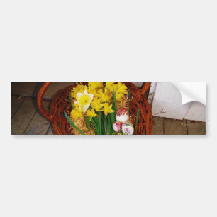 A Basket i Gult Daffodils och blommigt Påskägg Bildekal