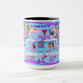 A Bassäng Party Grattis på födelsedagen-kaffe Mugg