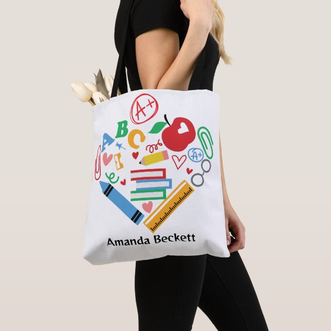 A+ Bästa Lärare Skolmaterial Totebag Tygkasse (Närbild)