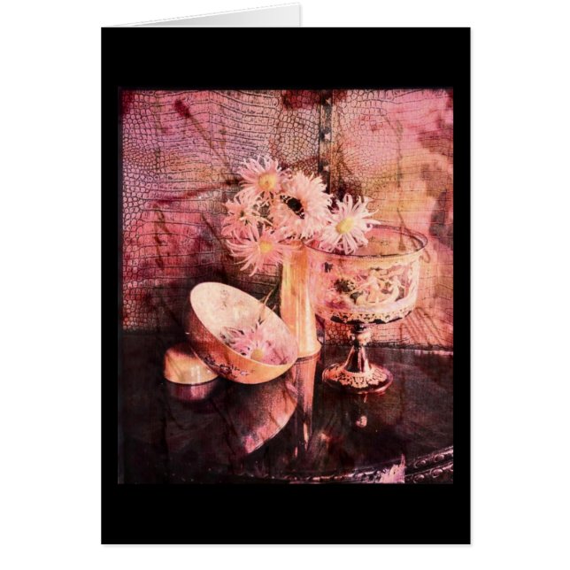 A Beautfiul Rosa Blommigt Collage Hälsningskort (Framsidan)