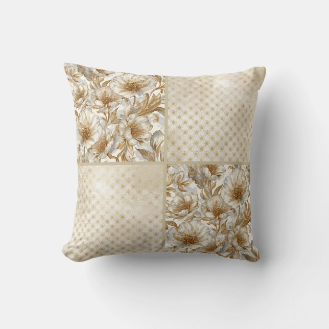 A Beautiful Combination of Flowers ,Gold Dots Art  Kudde (Framsida)