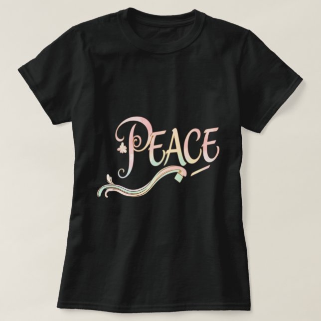 A beautiful, flowing script of the word "Peace" fe T Shirt (Design framsida)