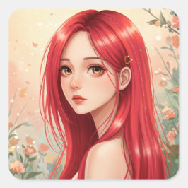 A beautiful girl exuding grace in nature fyrkantigt klistermärke