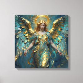 A Beautiful Gold and Turquoise Angel  Canvastryck
