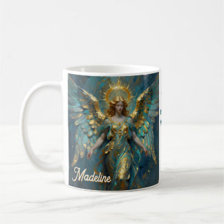 A Beautiful Gold and Turquoise Angel Personalized Kaffemugg