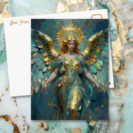 A Beautiful Gold and Turquoise Angel Vykort