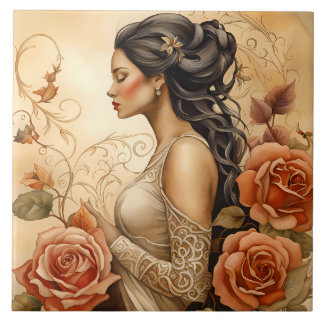 A Beautiful Lady Bathroom Border Kakelplatta