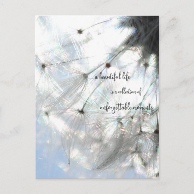 a beautiful life ... Sprüche Löwenzahn Samen Vykort (Framsida)
