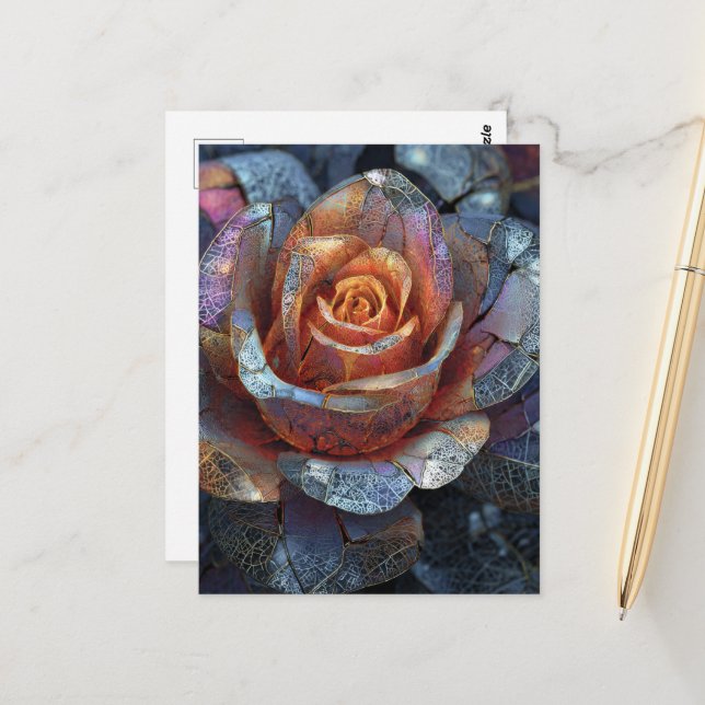 A Beautiful Rose Flower Vykort (Fram/Back In Situ)