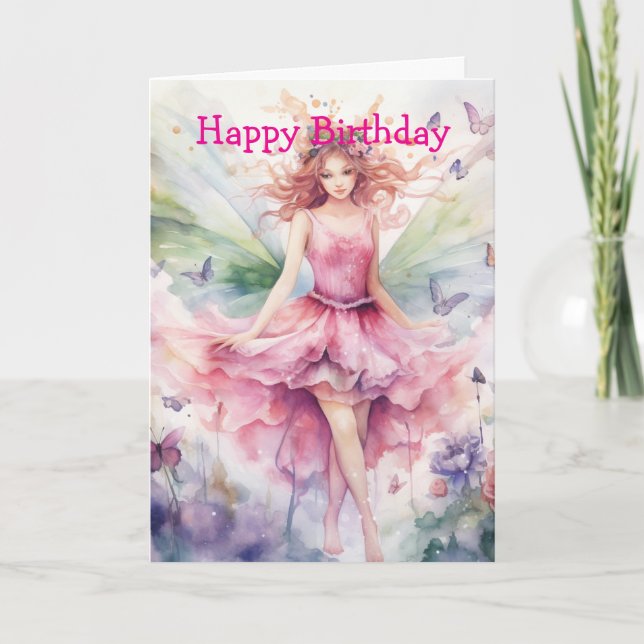 A Beautiful Spring Fairy Birthday Kort (Framsida)