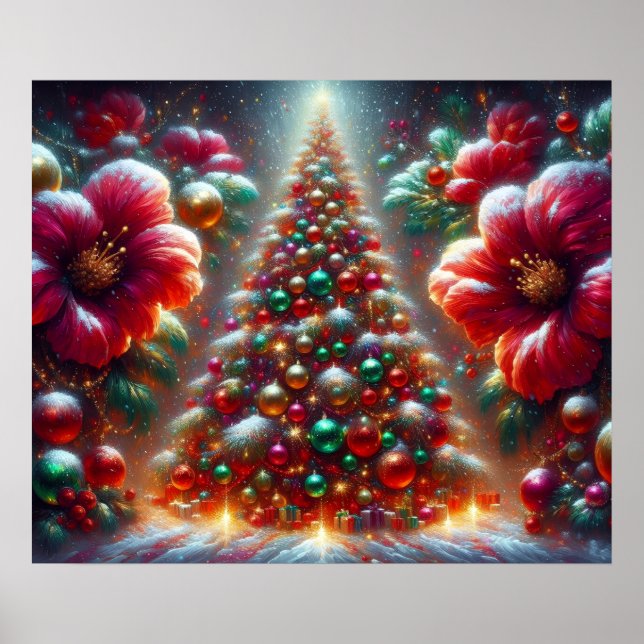 A Beautifully Decorated Christmas Tree and Flowers Poster (Framsidan)