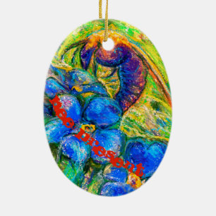 A Bee & Glöm mig-not Flowers Ceramic Ornament