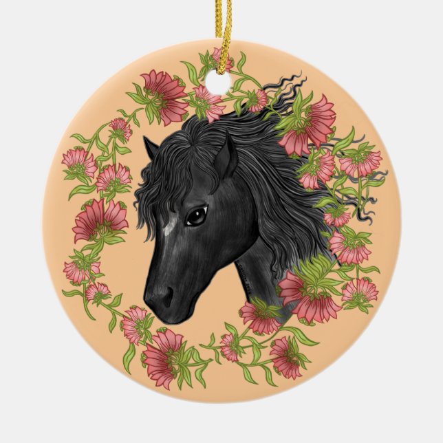 A Bellblomme Black Horse Julgransprydnad Keramik (Framsidan)