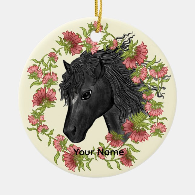 A Bellblomme Black Horse Julgransprydnad Keramik (Framsidan)