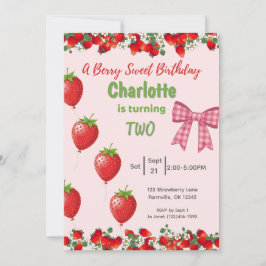 A Berry Sweet Birthday - Strawberry Rosa Investiga Inbjudningar