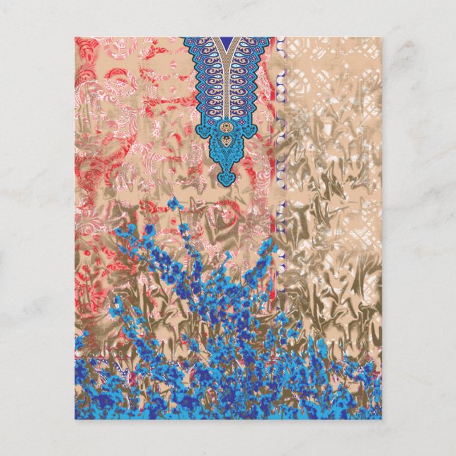 a bild i en blå och beige scarf flygblad (Framsidan)