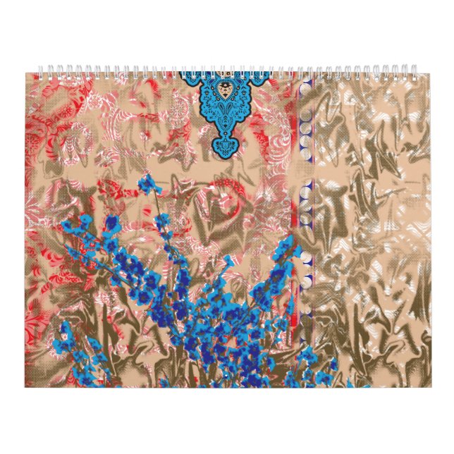 a bild i en blå och beige scarf kalender (Omslag)