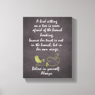 A Bird Sitta på en Träd-citat med Chalkboard Canvastryck