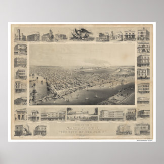 A Birds-Öga View Sacramento, 1857 Poster