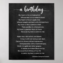 A Birthday Dikt Black and White Poster