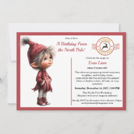 A Birthday From the North Pole | Whimsical Elf  Inbjudningar