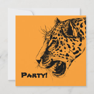 A Black and Gult Hand plockade Leopard Illustratio Inbjudningar