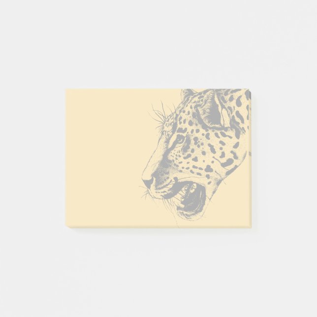 A Black and Gult Hand plockade Leopard Illustratio Post-it Block (Framsida)