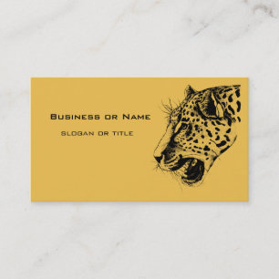 A Black and Gult Hand plockade Leopard Illustratio Visitkort