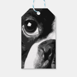A Black and white Boston skräcker Presentetikett